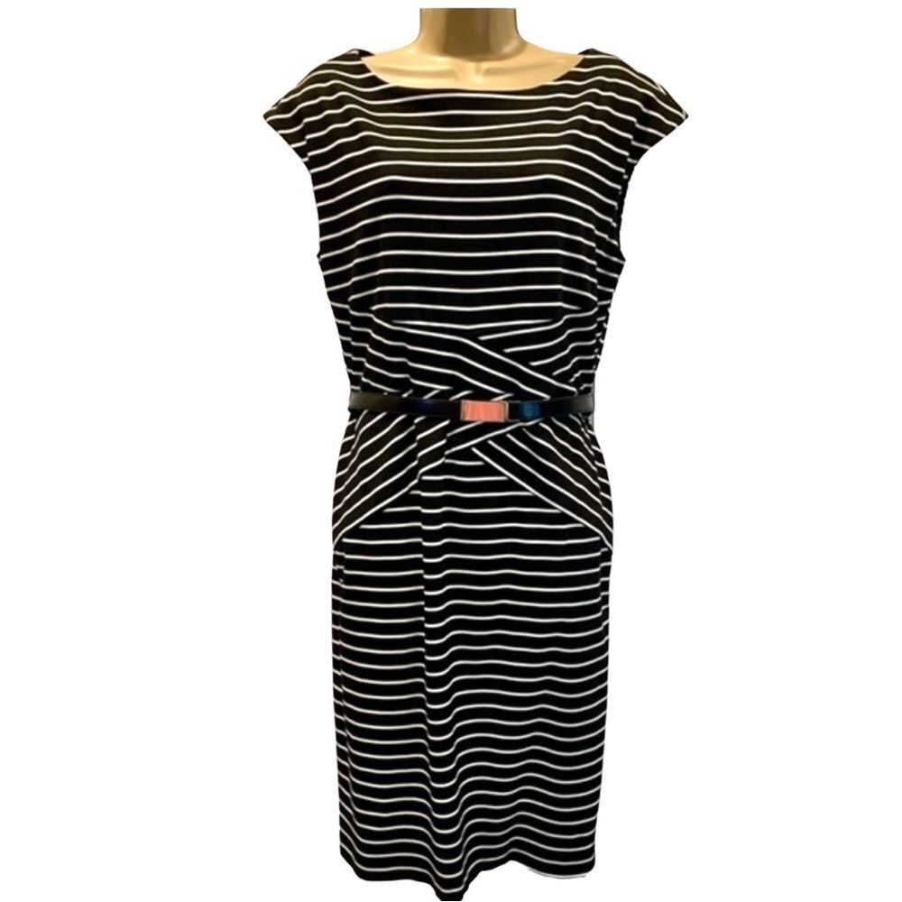 White House Black Market Black & White Striped‎ Dress 12